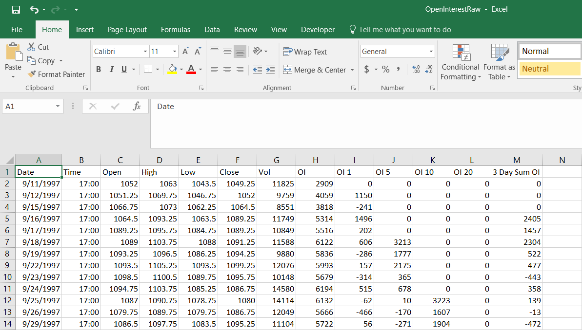 Build Alpha Custom Open Interest Data Import in Excel