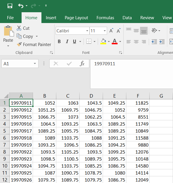 Excel Open Interest Data formatted for Build Alpha import