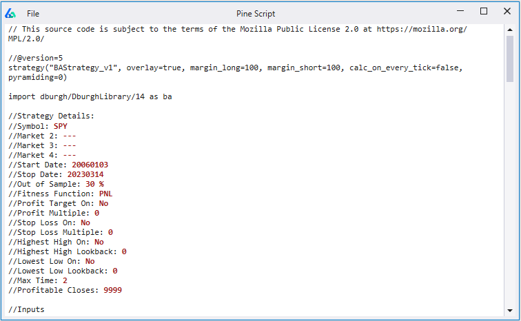 Generated Pine Script code